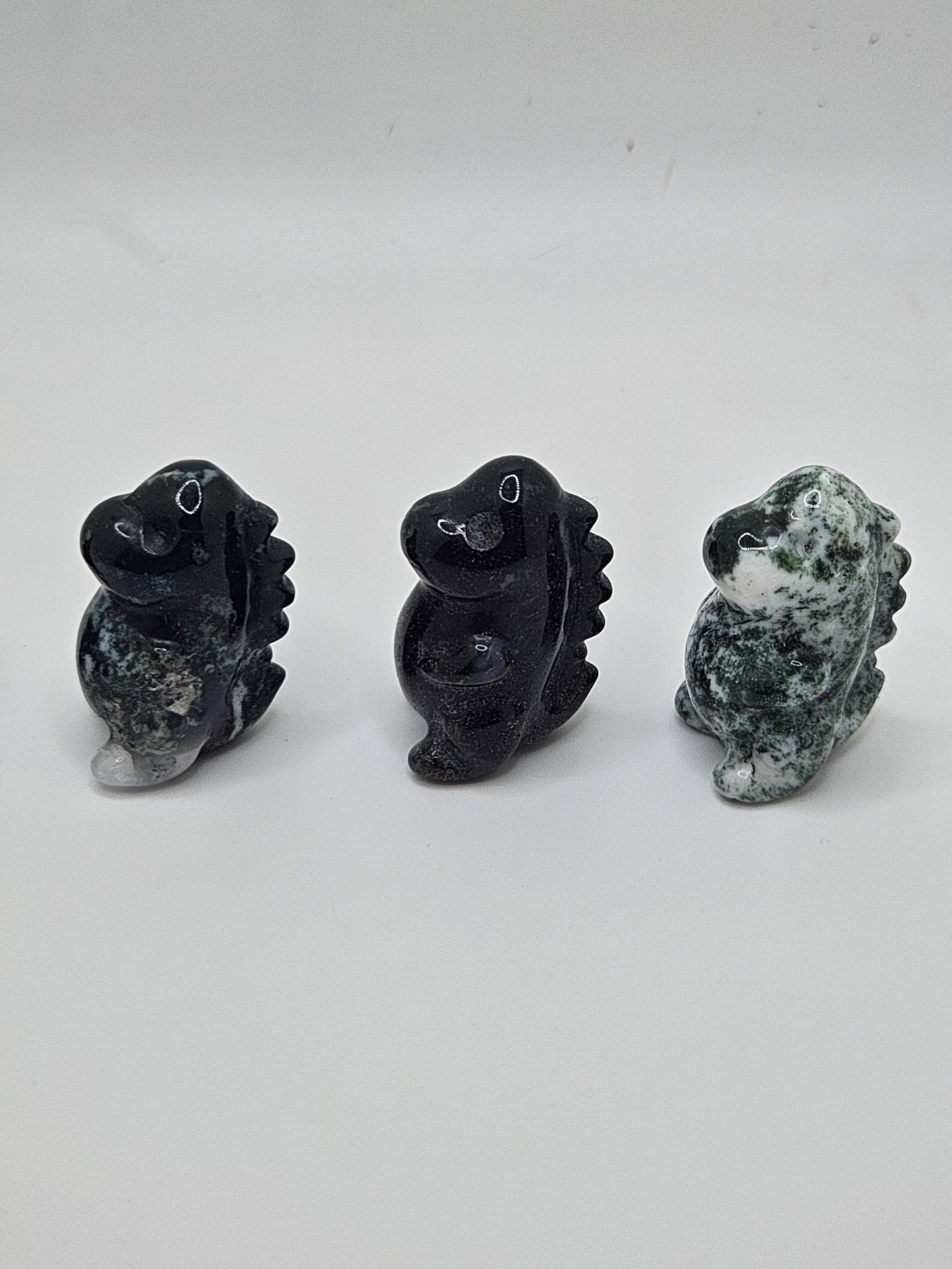 Sea Jasper & Moss Agate Chubby Dino