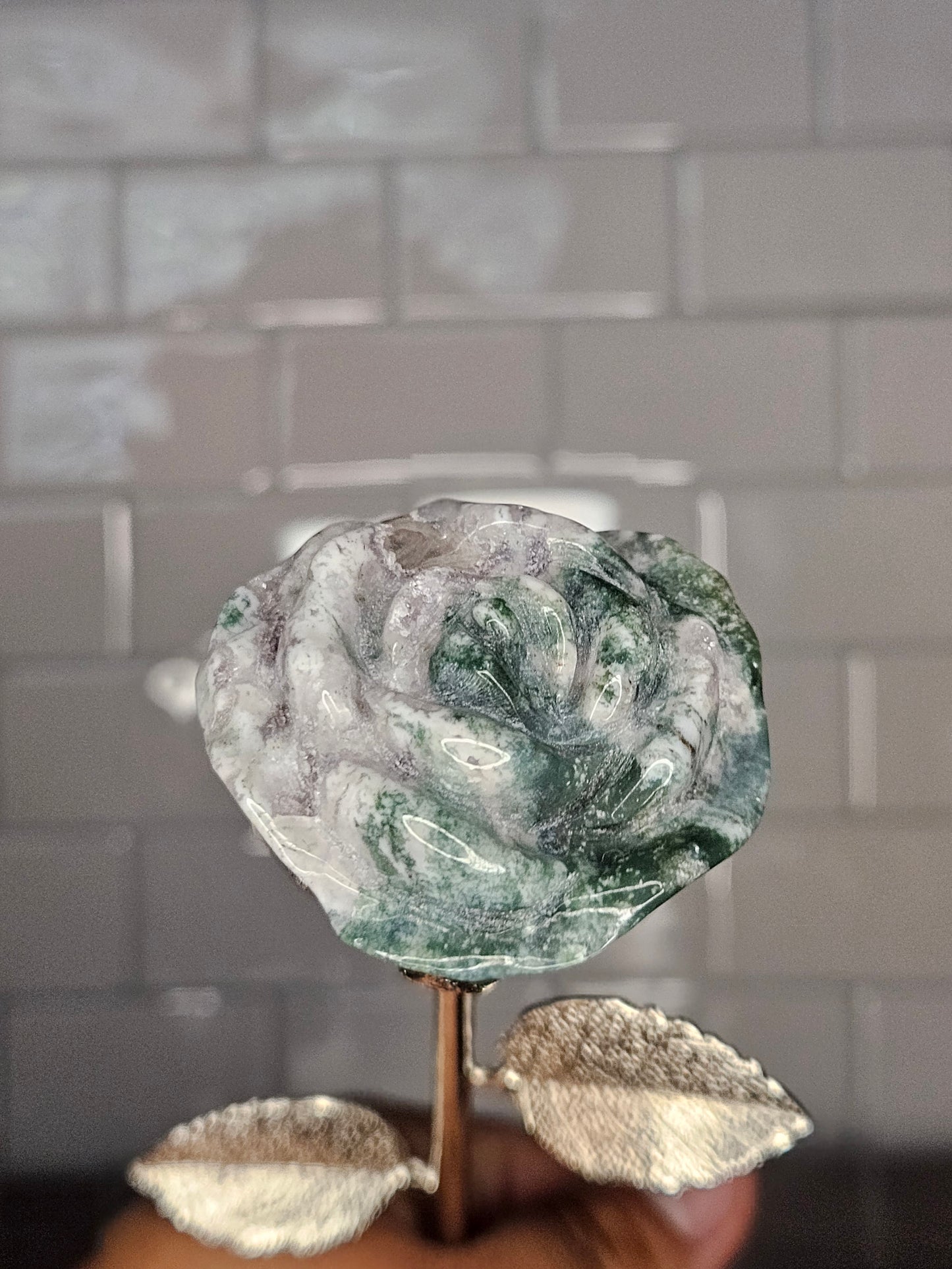 Crystal Flower Carving on Stem