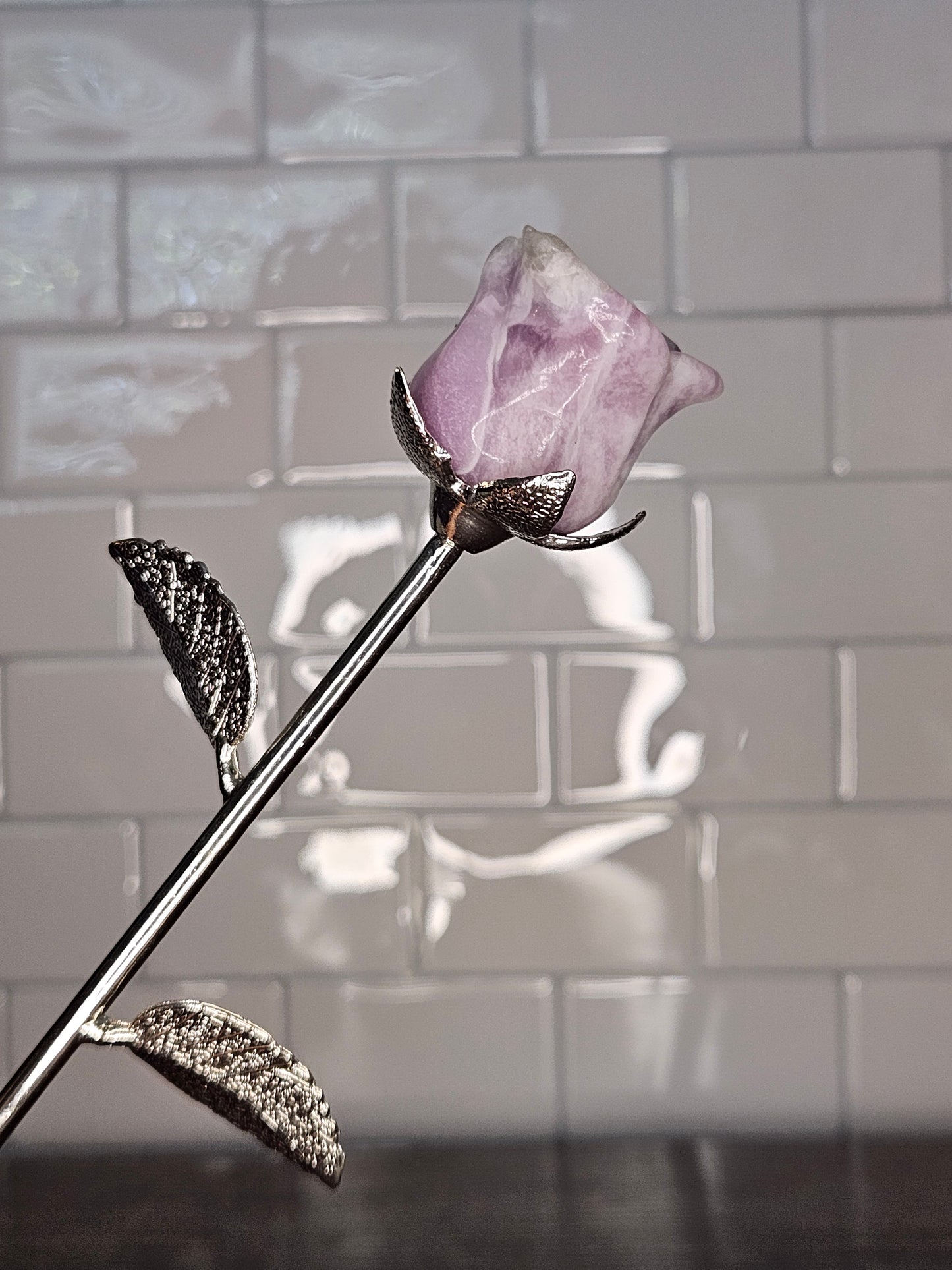 Crystal Flower Carving on Stem