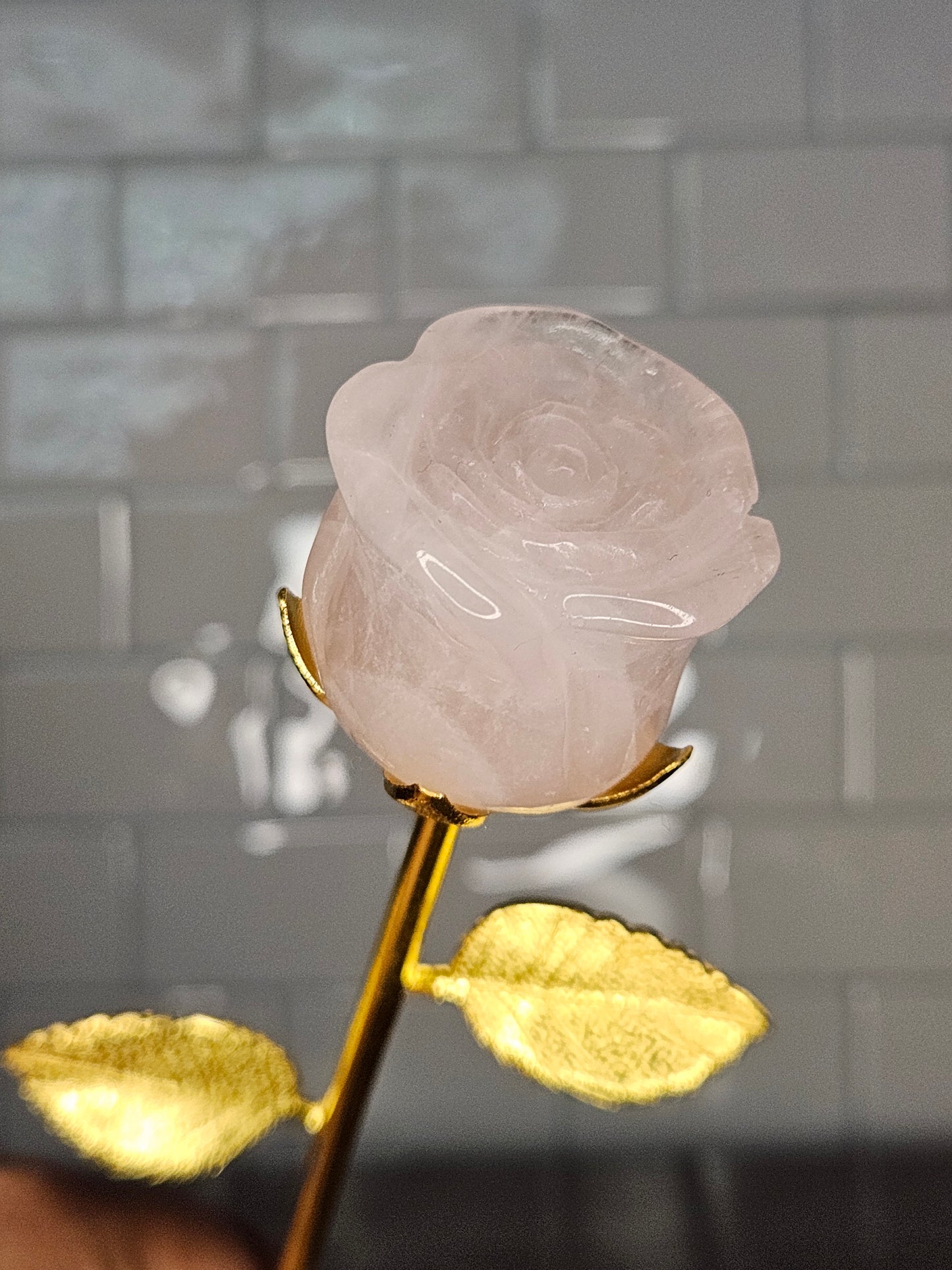 Crystal Flower Carving on Stem