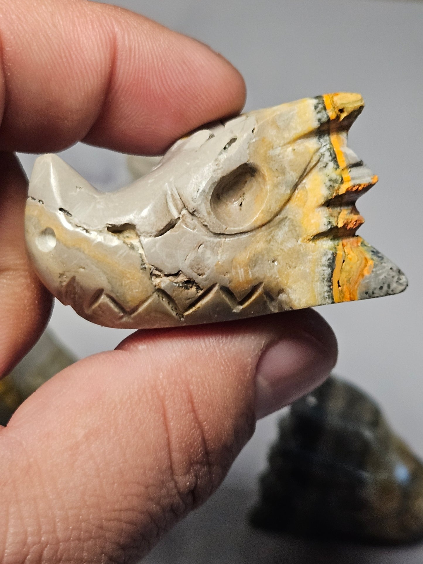 Bumblebee Jasper Dragon Head Carving (Intuitively Picked)