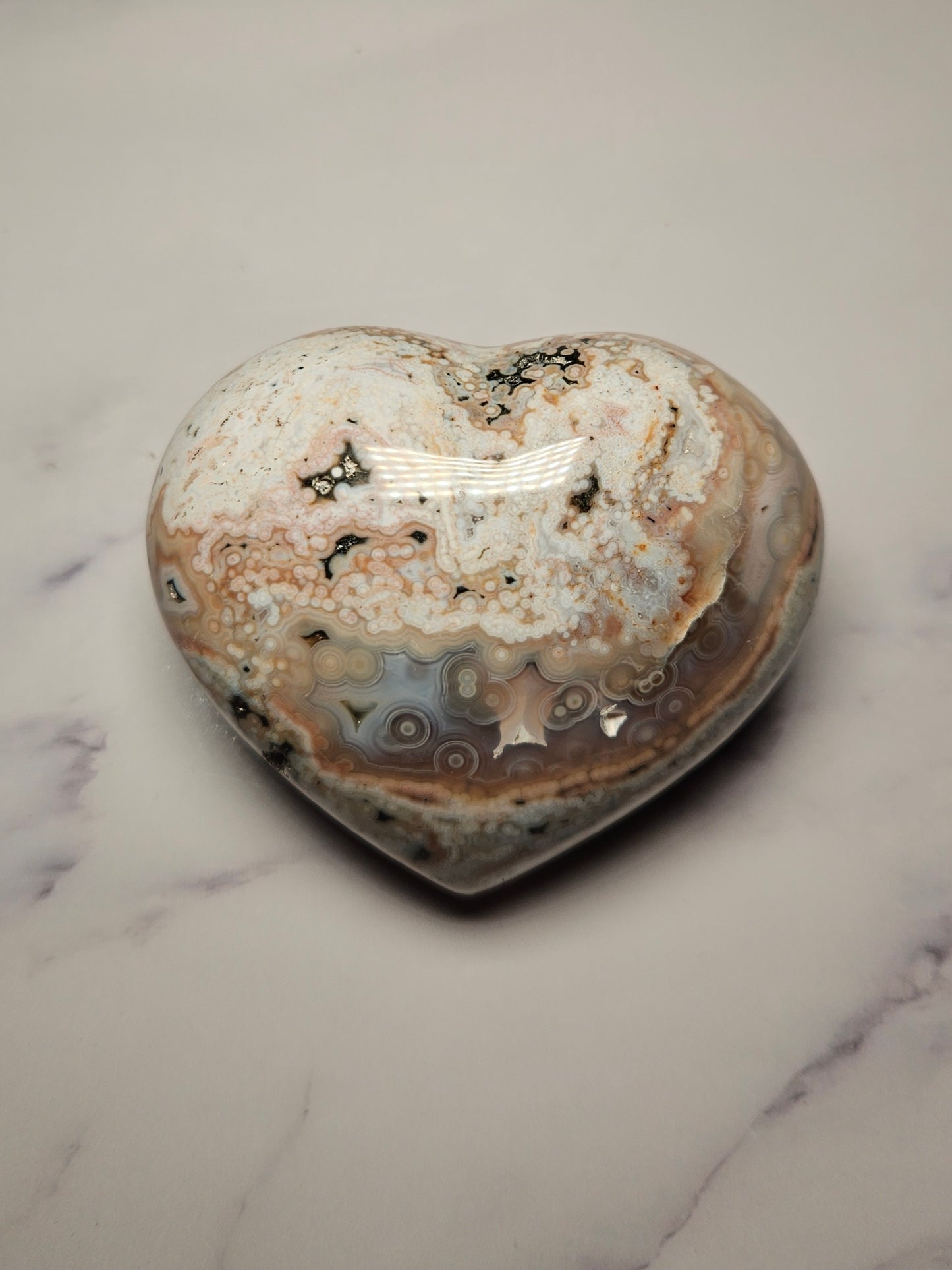 Sea Jasper Puffy Heart (Large - You Pick)