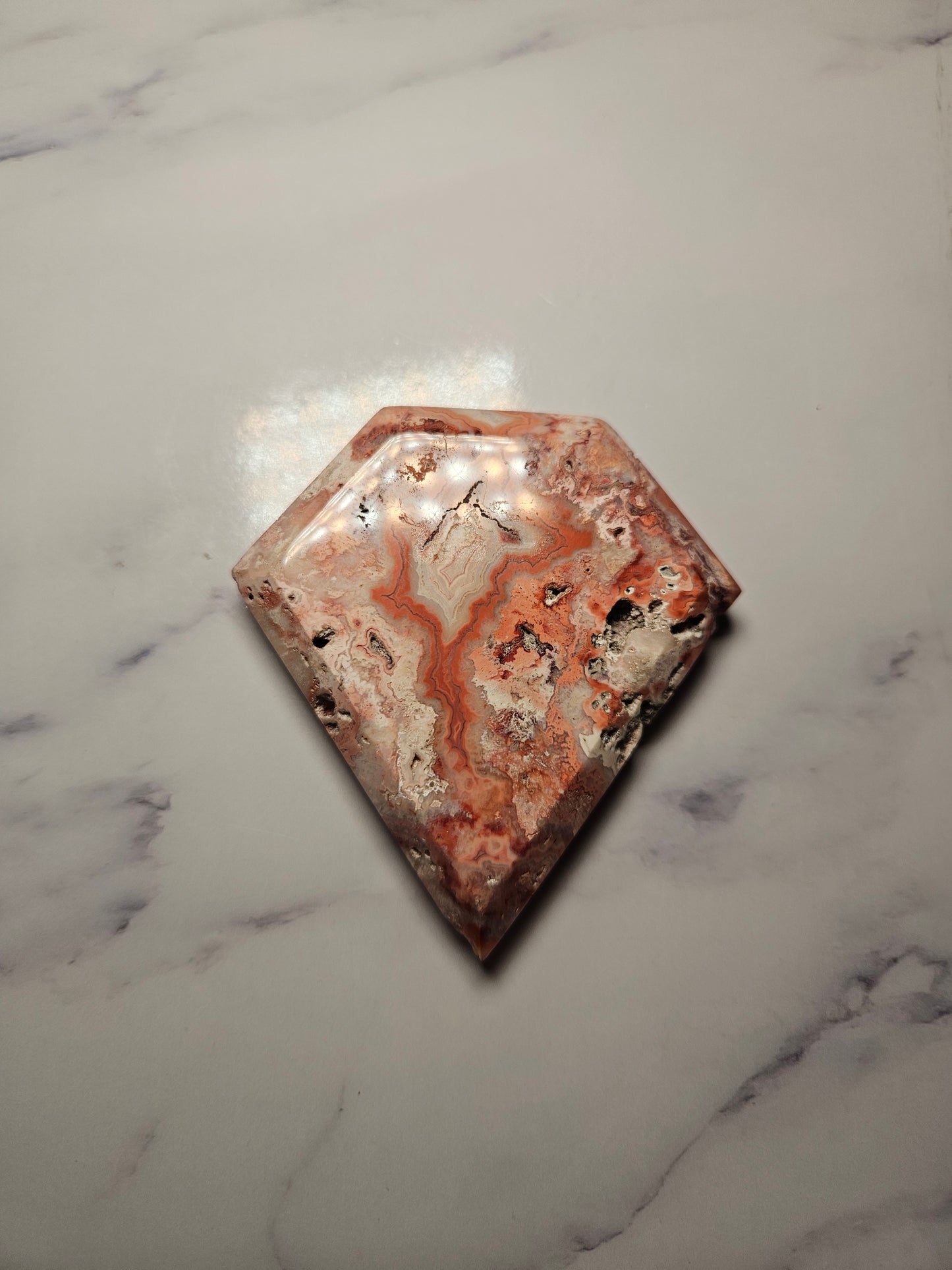 Pink Crazy Lace Agate Diamond (with Stand)