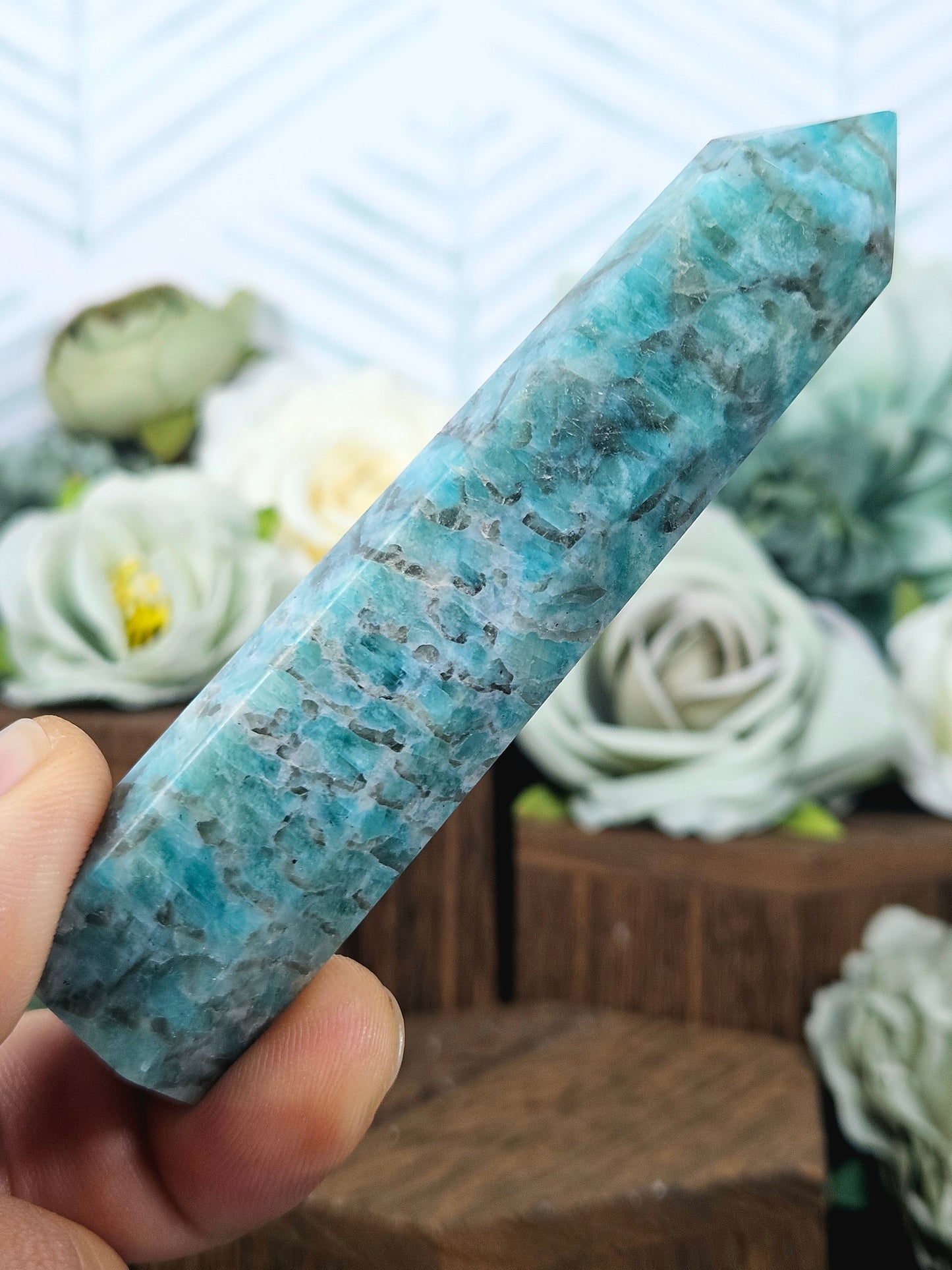 Amazonite with Smoky Quartz Tower