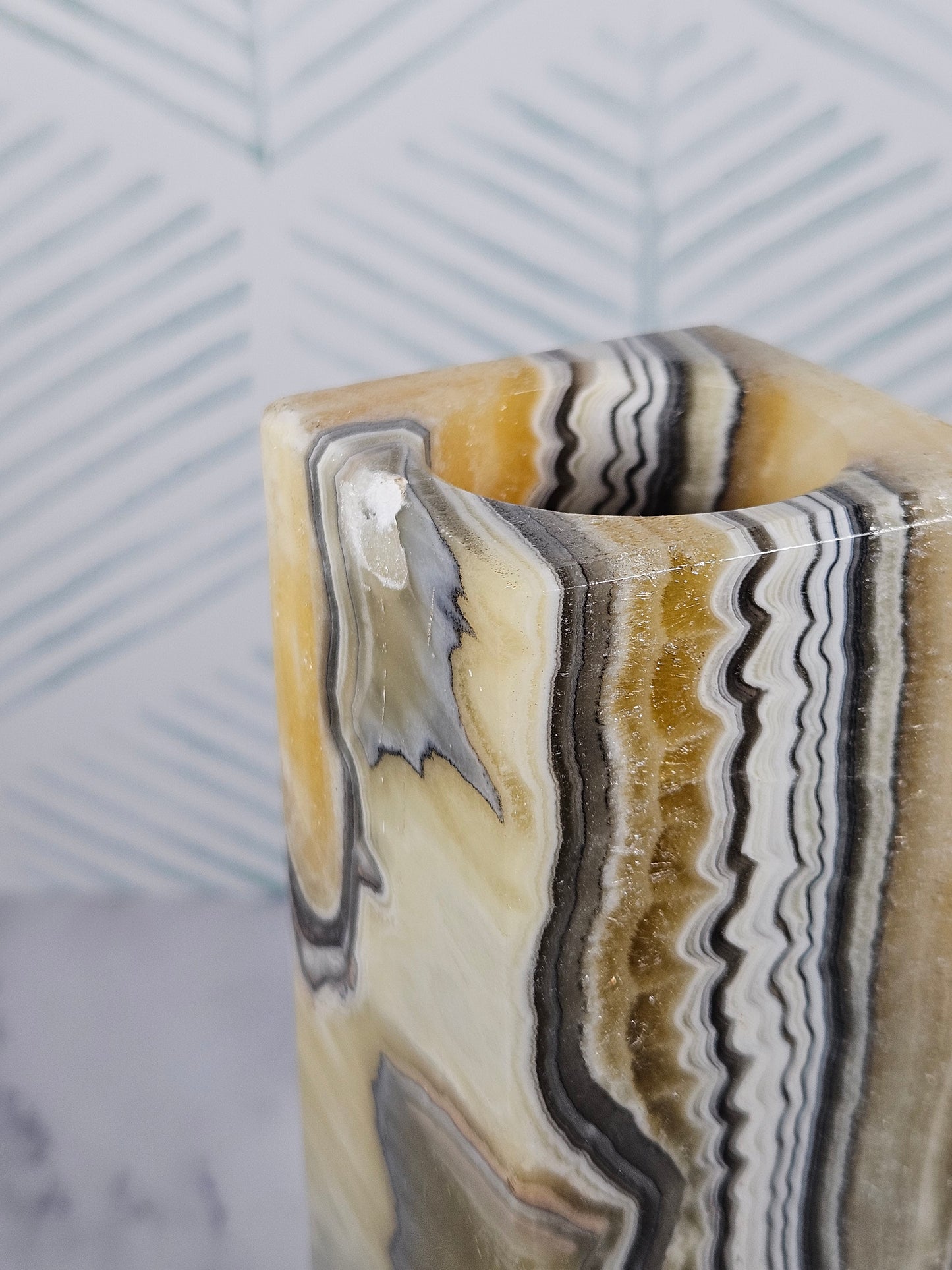 Yellow Onyx Candle Holder Set *Chipped