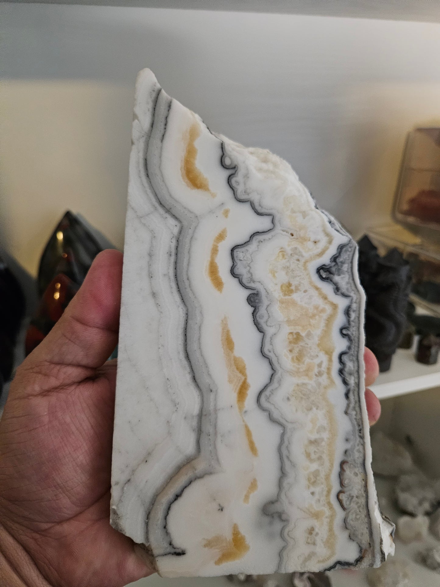 Banded Yellow Calcite Slab