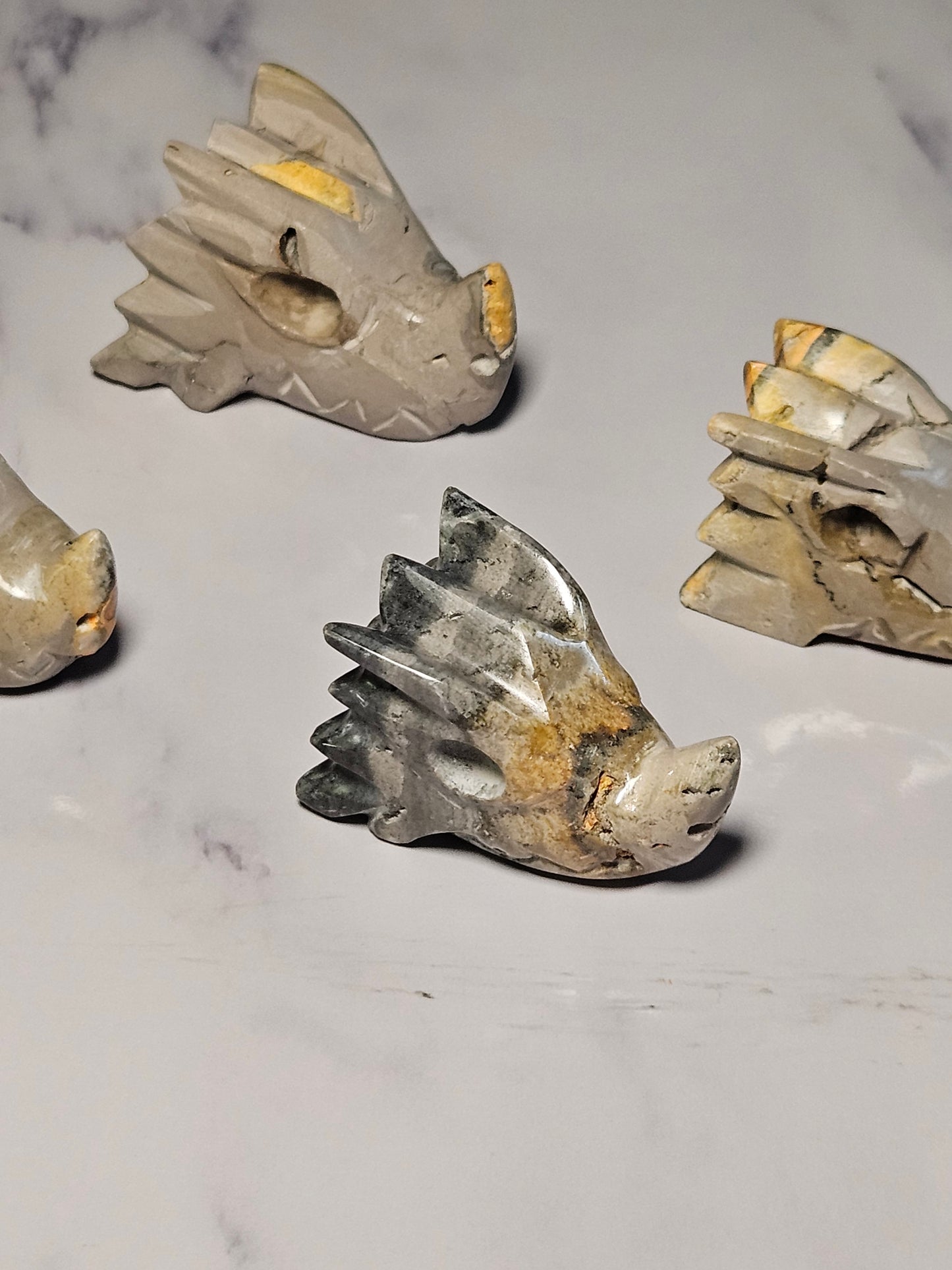 Bumblebee Jasper Dragon Head Carving (Intuitively Picked)