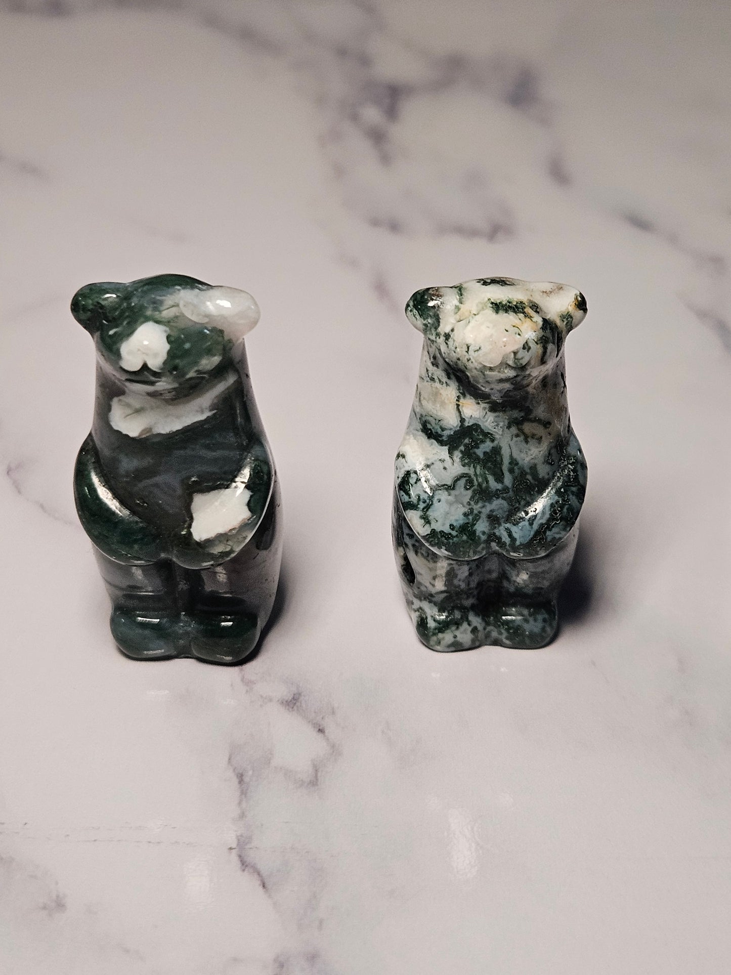 Moss Agate Bear Carving (Intuitively Picked)