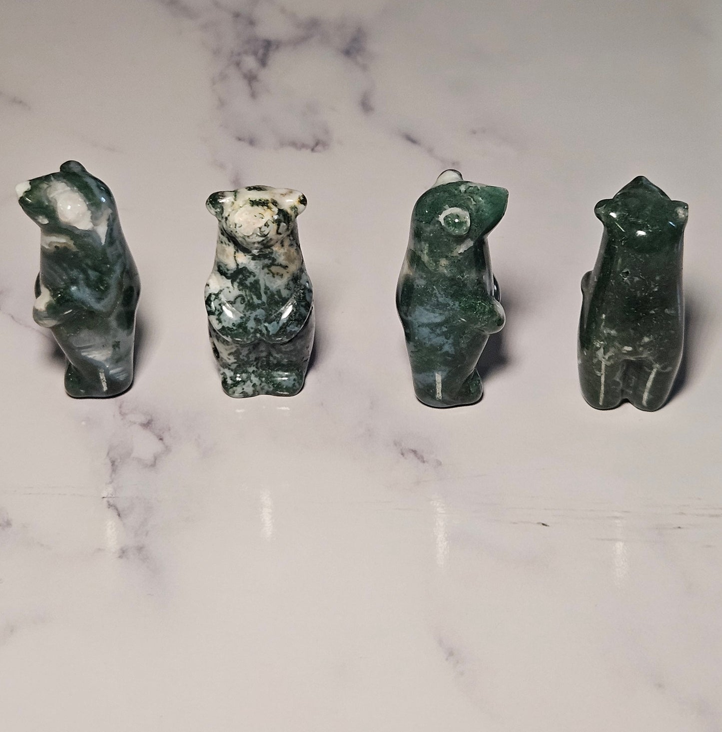 Moss Agate Bear Carving (Intuitively Picked)