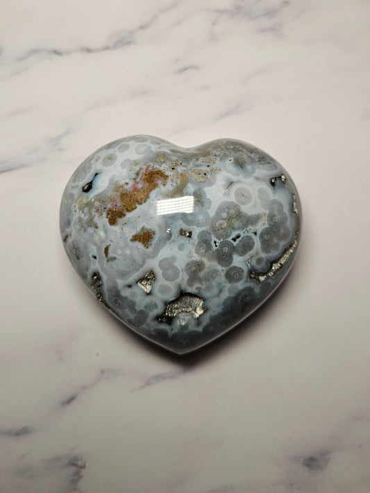 Sea Jasper Puffy Heart (Large - You Pick)