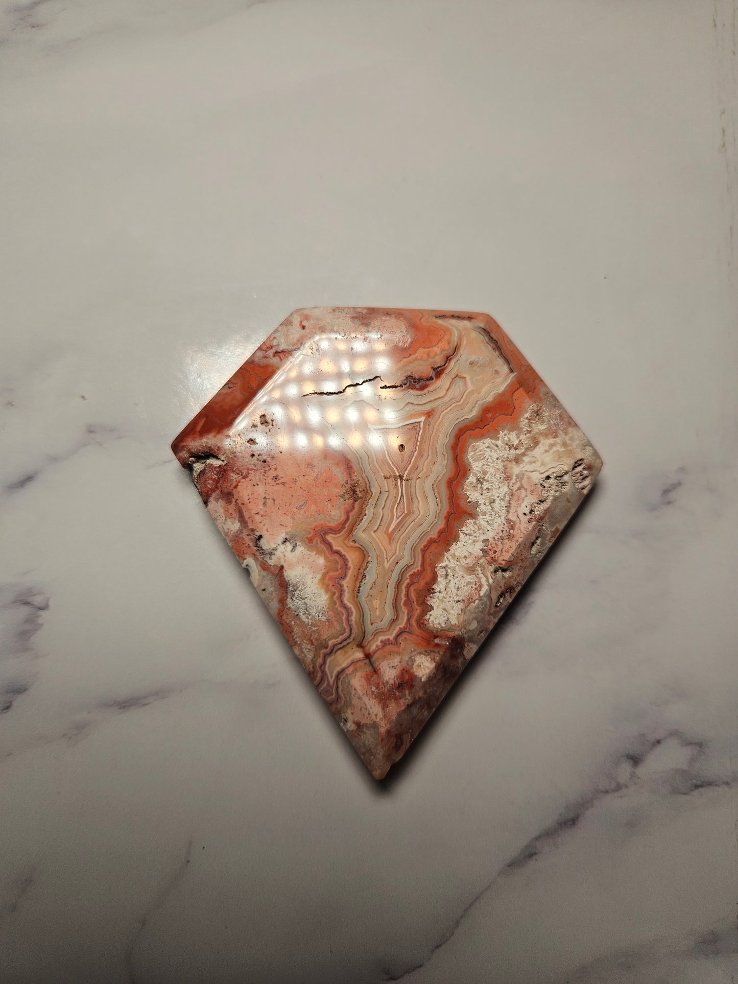 Pink Crazy Lace Agate Diamond (with Stand)