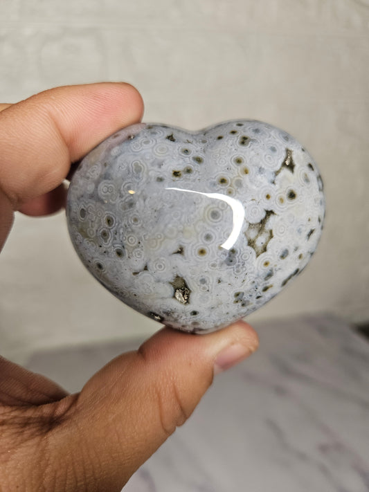 Ocean Jasper Puffy Heart (You Pick)