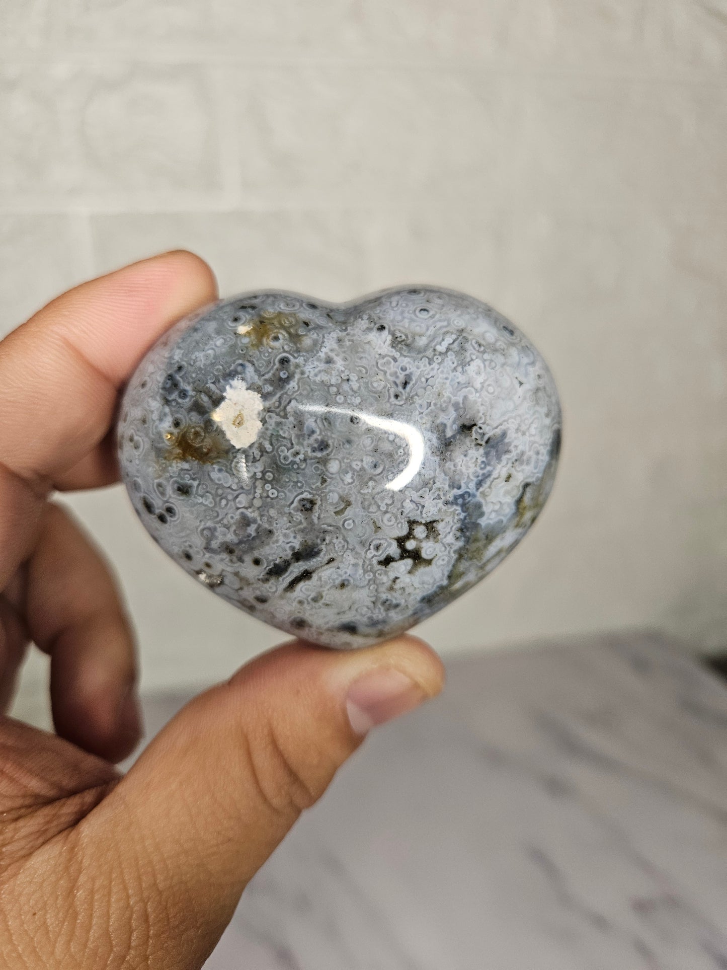 Ocean Jasper Puffy Heart (You Pick)