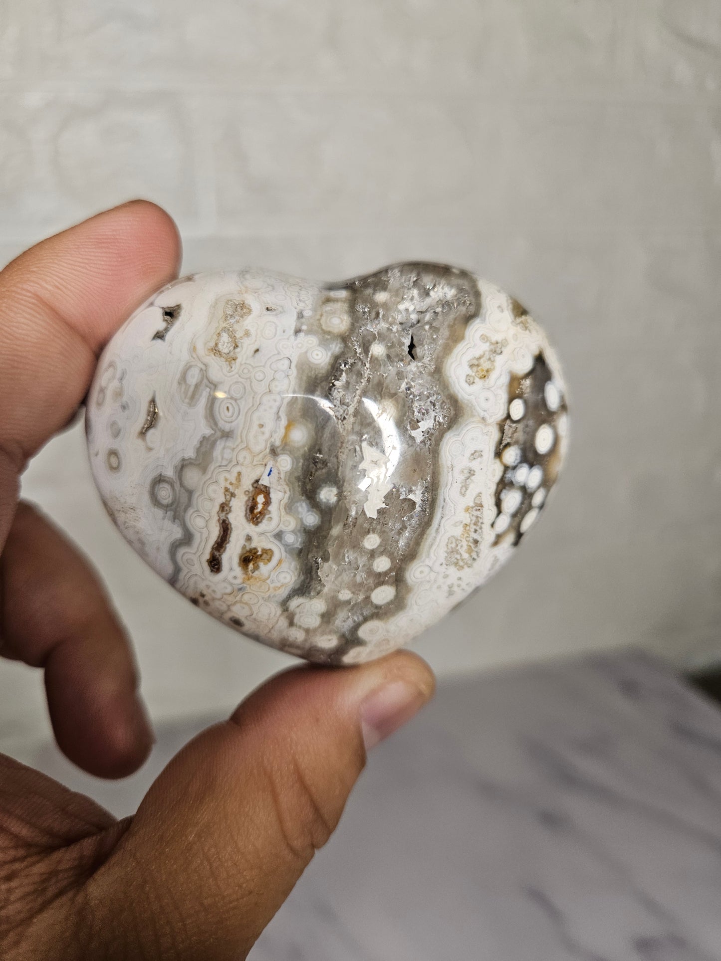 Ocean Jasper Puffy Heart (You Pick)