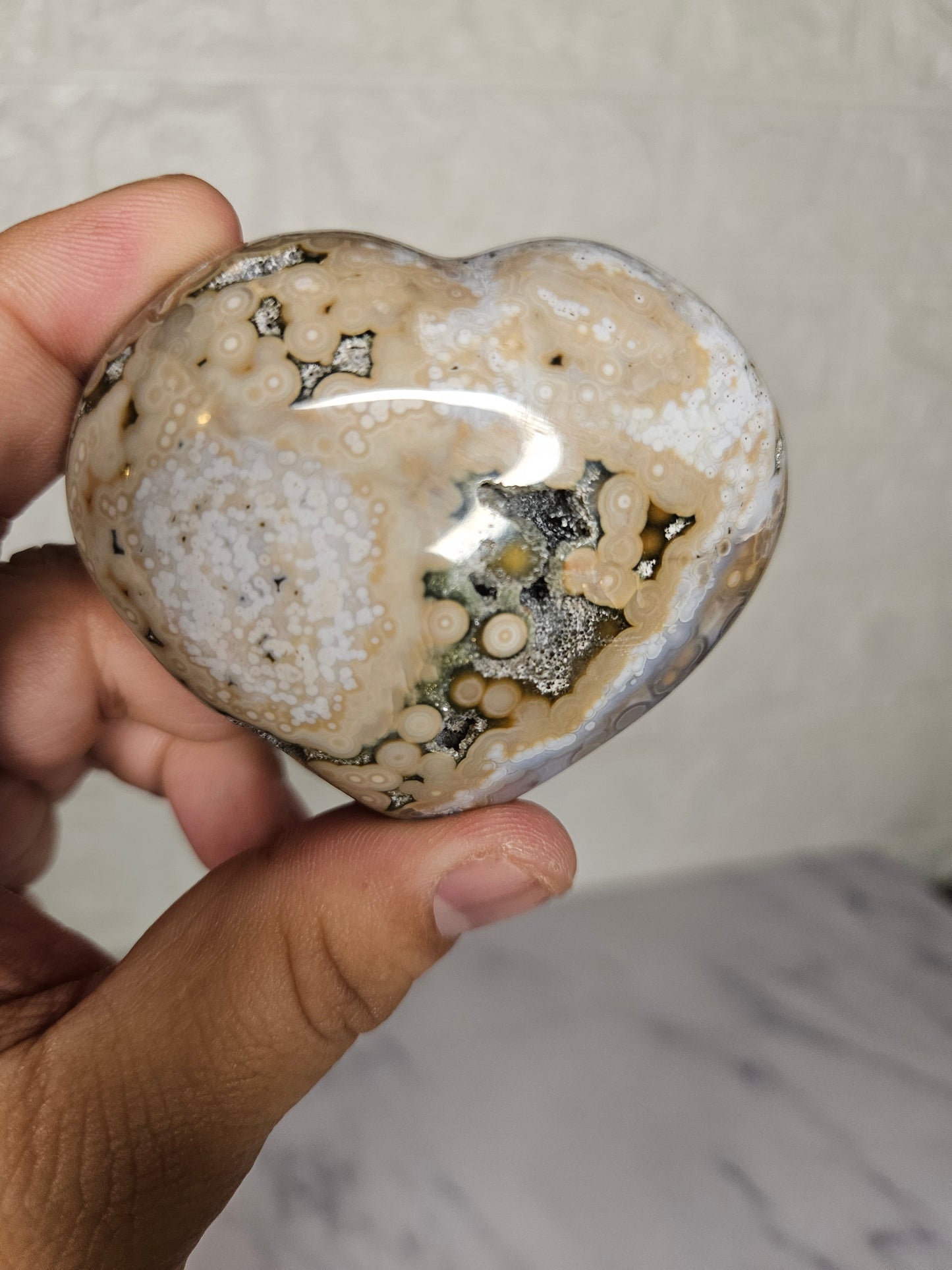 Ocean Jasper Puffy Heart (You Pick)