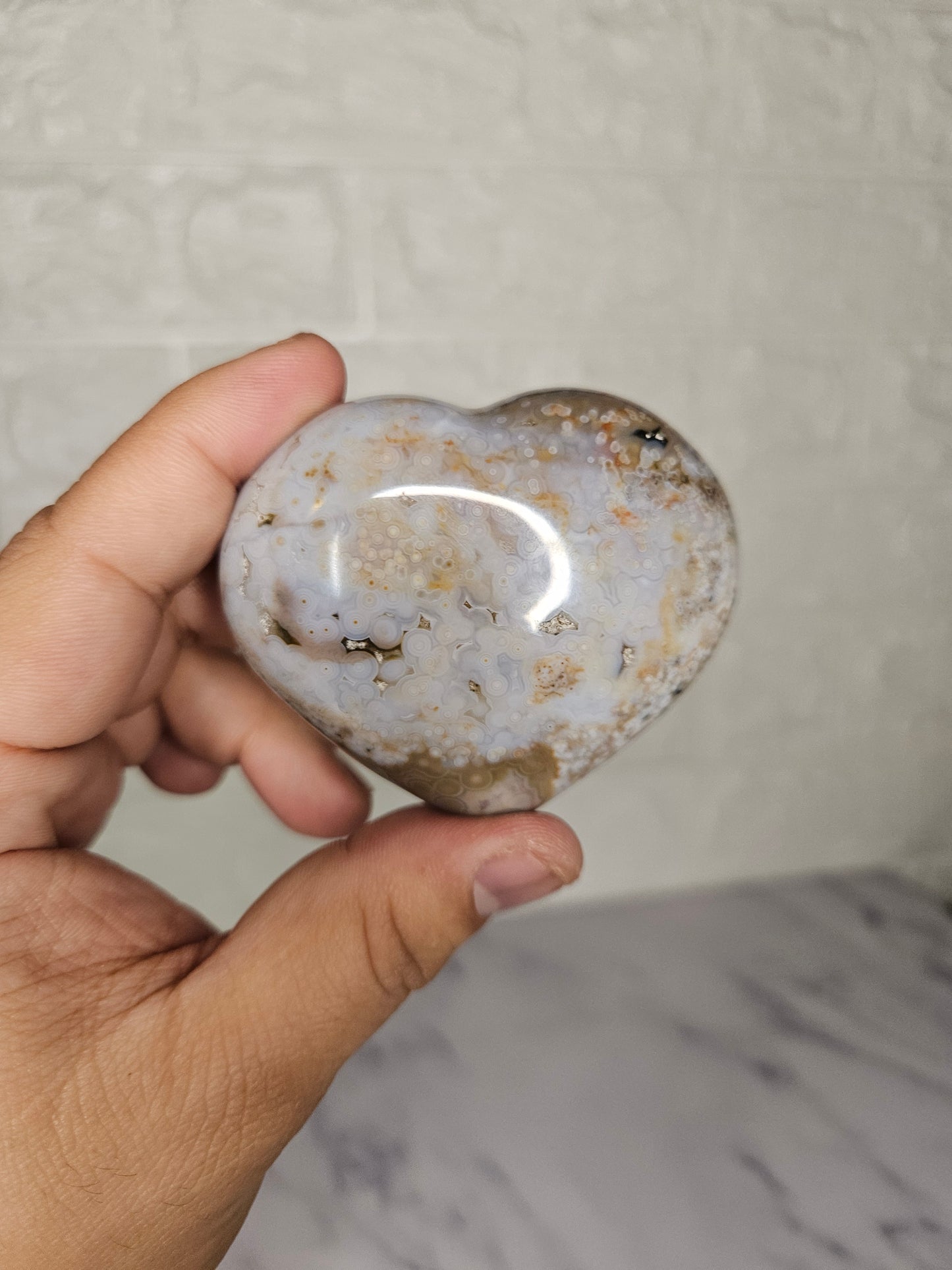 Ocean Jasper Puffy Heart (You Pick)