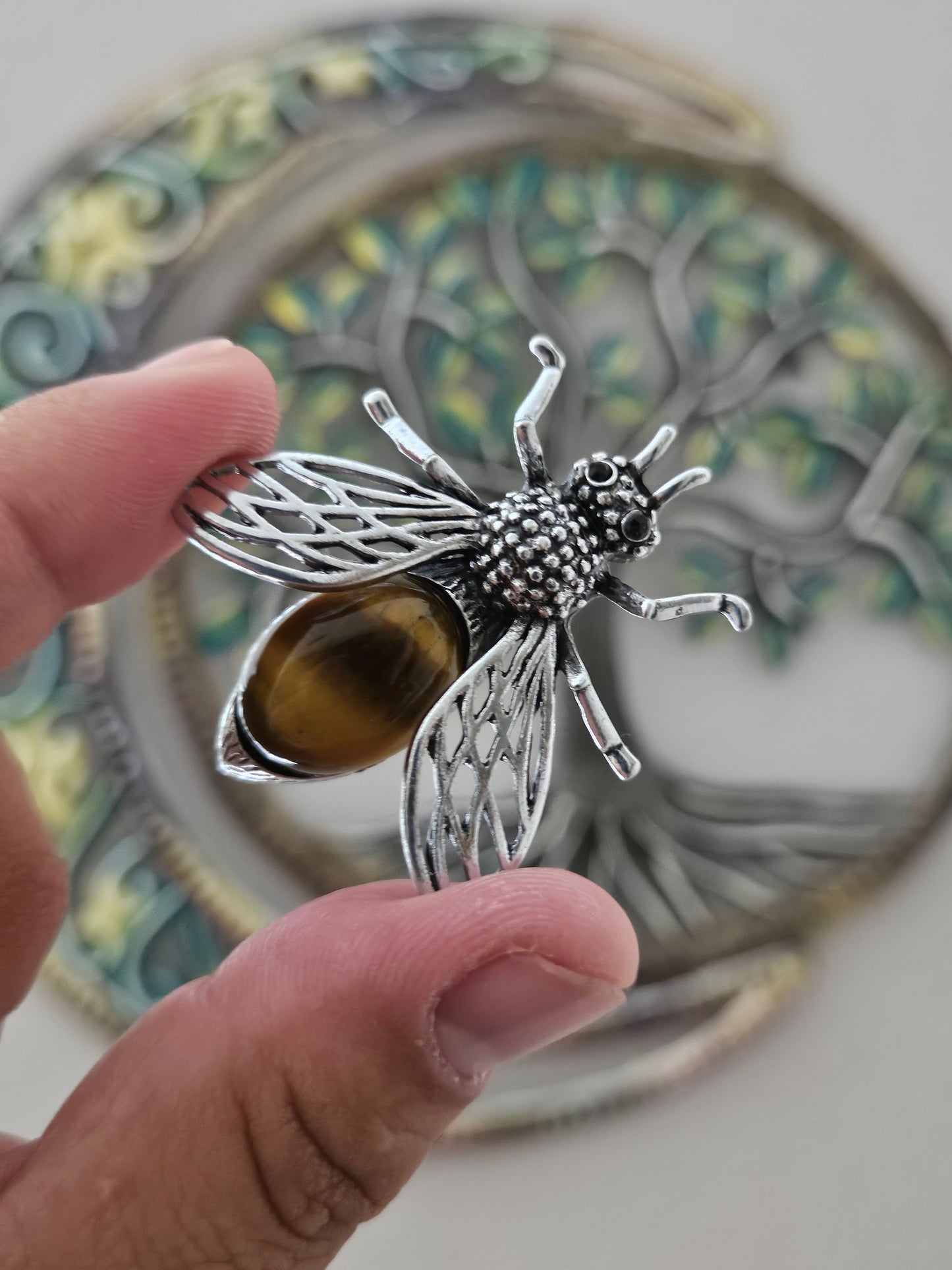 Tiger Eye Bumblebee Bee Pin/Pendant